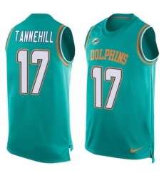 Men's Nike Miami Dolphins #17 Ryan Tannehill Limited Aqua Green Player Name & Number Tank Top NFL Jersey
