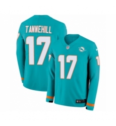 Men's Nike Miami Dolphins #17 Ryan Tannehill Limited Aqua Therma Long Sleeve NFL Jersey