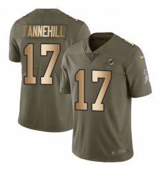 Men's Nike Miami Dolphins #17 Ryan Tannehill Limited Olive/Gold 2017 Salute to Service NFL Jersey