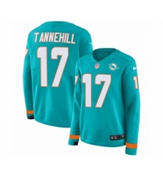 Women's Nike Miami Dolphins #17 Ryan Tannehill Limited Aqua Therma Long Sleeve NFL Jersey