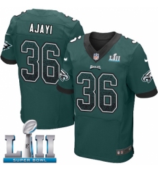 Men's Nike Philadelphia Eagles #36 Jay Ajayi Elite Midnight Green Home Drift Fashion Super Bowl LII NFL Jersey