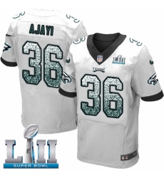 Men's Nike Philadelphia Eagles #36 Jay Ajayi Elite White Road Drift Fashion Super Bowl LII NFL Jersey