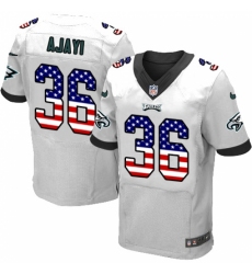 Men's Nike Philadelphia Eagles #36 Jay Ajayi Elite White Road USA Flag Fashion NFL Jersey