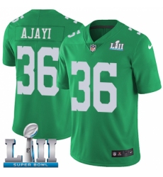 Men's Nike Philadelphia Eagles #36 Jay Ajayi Limited Green Rush Vapor Untouchable Super Bowl LII NFL Jersey