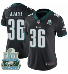 Women's Nike Philadelphia Eagles #36 Jay Ajayi Black Alternate Vapor Untouchable Limited Player Super Bowl LII Champions NFL Jersey