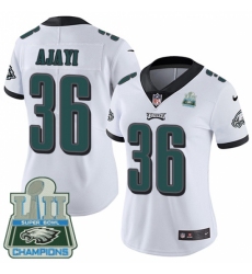 Women's Nike Philadelphia Eagles #36 Jay Ajayi White Vapor Untouchable Limited Player Super Bowl LII Champions NFL Jersey