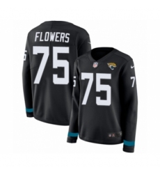 Women's Nike Jacksonville Jaguars #75 Ereck Flowers Limited Black Therma Long Sleeve NFL Jersey