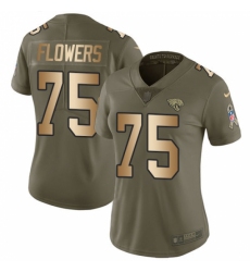 Women's Nike Jacksonville Jaguars #75 Ereck Flowers Limited Olive Gold 2017 Salute to Service NFL Jersey