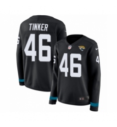 Women's Nike Jacksonville Jaguars #46 Carson Tinker Limited Black Therma Long Sleeve NFL Jersey