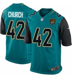 Men's Nike Jacksonville Jaguars #42 Barry Church Game Teal Green Team Color NFL Jersey