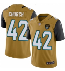 Men's Nike Jacksonville Jaguars #42 Barry Church Limited Gold Rush Vapor Untouchable NFL Jersey