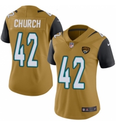 Women's Nike Jacksonville Jaguars #42 Barry Church Limited Gold Rush Vapor Untouchable NFL Jersey