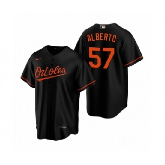 Men's Baltimore Orioles #57 Hanser Alberto Nike Black Replica Alternate Jersey Men's Baltimore Orioles #57 Hanser Alberto Nike Black Replica Alternate Jersey