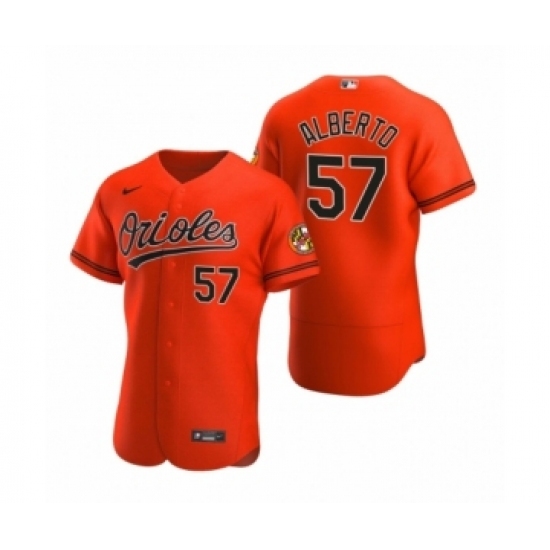 Men's Baltimore Orioles #57 Hanser Alberto Nike Orange Authentic 2020 Alternate Jersey Men's Baltimore Orioles #57 Hanser Alberto Nike Orange Authentic 2020 Alternate Jersey