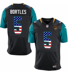 Men's Nike Jacksonville Jaguars #5 Blake Bortles Elite Black Alternate USA Flag Fashion NFL Jersey