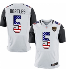 Men's Nike Jacksonville Jaguars #5 Blake Bortles Elite White Road USA Flag Fashion NFL Jersey