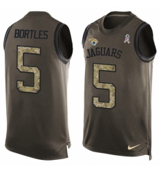 Men's Nike Jacksonville Jaguars #5 Blake Bortles Limited Green Salute to Service Tank Top NFL Jersey