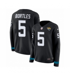 Women's Nike Jacksonville Jaguars #5 Blake Bortles Limited Black Therma Long Sleeve NFL Jersey