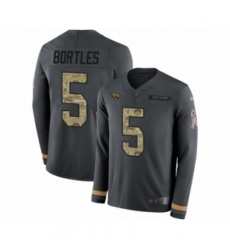 Youth Nike Jacksonville Jaguars #5 Blake Bortles Limited Black Salute to Service Therma Long Sleeve NFL Jersey