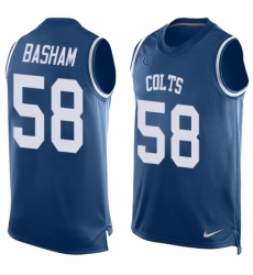 Men's Nike Indianapolis Colts #58 Tarell Basham Limited Royal Blue Player Name & Number Tank Top NFL Jersey