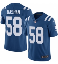 Men's Nike Indianapolis Colts #58 Tarell Basham Royal Blue Team Color Vapor Untouchable Limited Player NFL Jersey