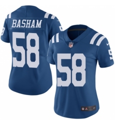 Women's Nike Indianapolis Colts #58 Tarell Basham Limited Royal Blue Rush Vapor Untouchable NFL Jersey