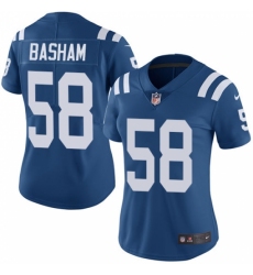 Women's Nike Indianapolis Colts #58 Tarell Basham Royal Blue Team Color Vapor Untouchable Limited Player NFL Jersey