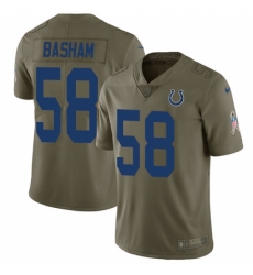 Youth Nike Indianapolis Colts #58 Tarell Basham Limited Olive 2017 Salute to Service NFL Jersey