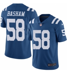 Youth Nike Indianapolis Colts #58 Tarell Basham Limited Royal Blue Rush Vapor Untouchable NFL Jersey