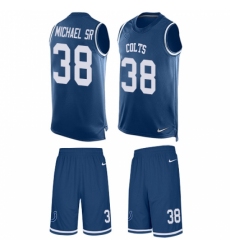 Men's Nike Indianapolis Colts #38 Christine Michael Sr Limited Royal Blue Tank Top Suit NFL Jersey