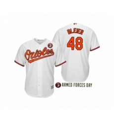 Women's Baltimore Orioles 2019 Armed Forces Day  #48 Richard Bleier White Jersey