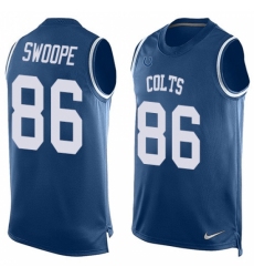 Men's Nike Indianapolis Colts #86 Erik Swoope Limited Royal Blue Player Name & Number Tank Top NFL Jersey
