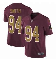 Youth Nike Washington Redskins #94 Preston Smith Burgundy Red/Gold Number Alternate 80TH Anniversary Vapor Untouchable Limited Player NFL Jersey