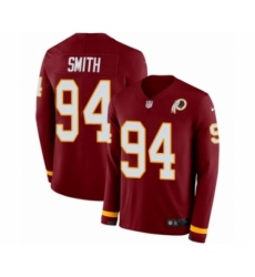 Youth Nike Washington Redskins #94 Preston Smith Limited Burgundy Therma Long Sleeve NFL Jersey