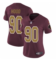 Women's Nike Washington Redskins #90 Ziggy Hood Burgundy Red/Gold Number Alternate 80TH Anniversary Vapor Untouchable Limited Player NFL Jersey