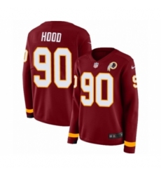 Women's Nike Washington Redskins #90 Ziggy Hood Limited Burgundy Therma Long Sleeve NFL Jersey