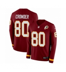 Youth Nike Washington Redskins #80 Jamison Crowder Limited Burgundy Therma Long Sleeve NFL Jersey