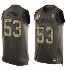 Men's Nike Washington Redskins #53 Zach Brown Limited Green Salute to Service Tank Top NFL Jersey