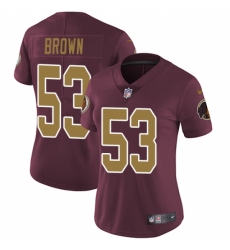 Women's Nike Washington Redskins #53 Zach Brown Burgundy Red/Gold Number Alternate 80TH Anniversary Vapor Untouchable Elite Player NFL Jersey