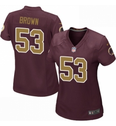 Women's Nike Washington Redskins #53 Zach Brown Game Burgundy Red/Gold Number Alternate 80TH Anniversary NFL Jersey