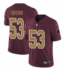 Youth Nike Washington Redskins #53 Zach Brown Burgundy Red/Gold Number Alternate 80TH Anniversary Vapor Untouchable Elite Player NFL Jersey