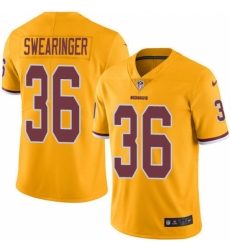 Men's Nike Washington Redskins #36 D.J. Swearinger Limited Gold Rush Vapor Untouchable NFL Jersey