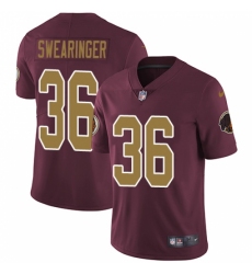 Youth Nike Washington Redskins #36 D.J. Swearinger Burgundy Red/Gold Number Alternate 80TH Anniversary Vapor Untouchable Limited Player NFL Jersey