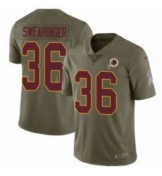 Youth Nike Washington Redskins #36 D.J. Swearinger Limited Olive 2017 Salute to Service NFL Jersey
