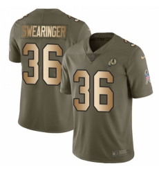 Youth Nike Washington Redskins #36 D.J. Swearinger Limited Olive/Gold 2017 Salute to Service NFL Jersey