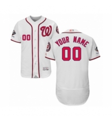 Men's Washington Nationals Customized White Home Flex Base Authentic Collection 2019 World Series Champions Baseball Jersey