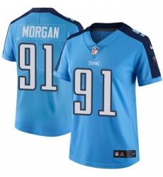 Women's Nike Tennessee Titans #91 Derrick Morgan Limited Light Blue Rush Vapor Untouchable NFL Jersey