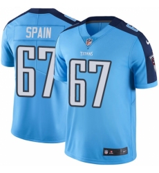 Men's Nike Tennessee Titans #67 Quinton Spain Limited Light Blue Rush Vapor Untouchable NFL Jersey