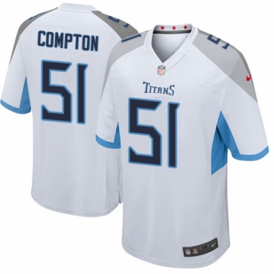 Men's Nike Tennessee Titans #51 Will Compton Game White NFL Jersey Men's Nike Tennessee Titans #51 Will Compton Game White NFL Jersey