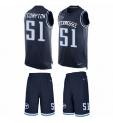Men's Nike Tennessee Titans #51 Will Compton Limited Navy Blue Tank Top Suit NFL Jersey